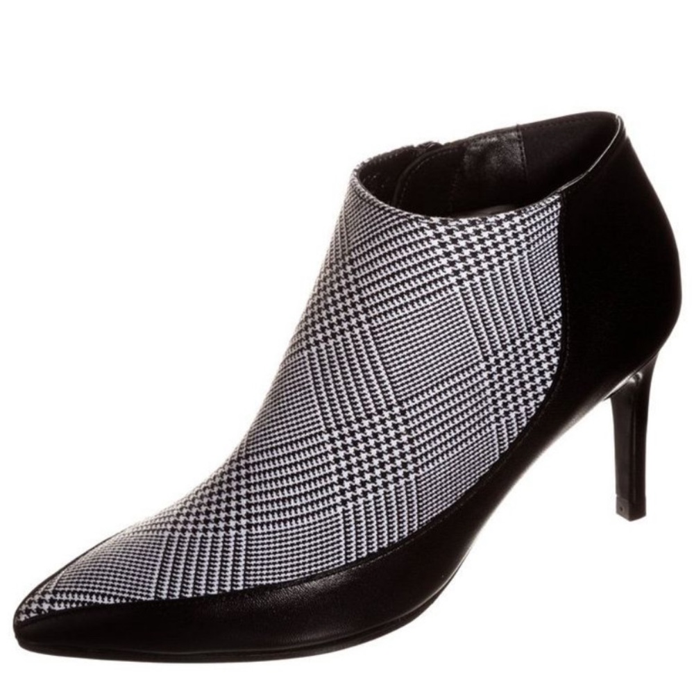 L. K. Bennet Black Leather Houndstooth Ankle Boots / Booties Amanda Size 7.5